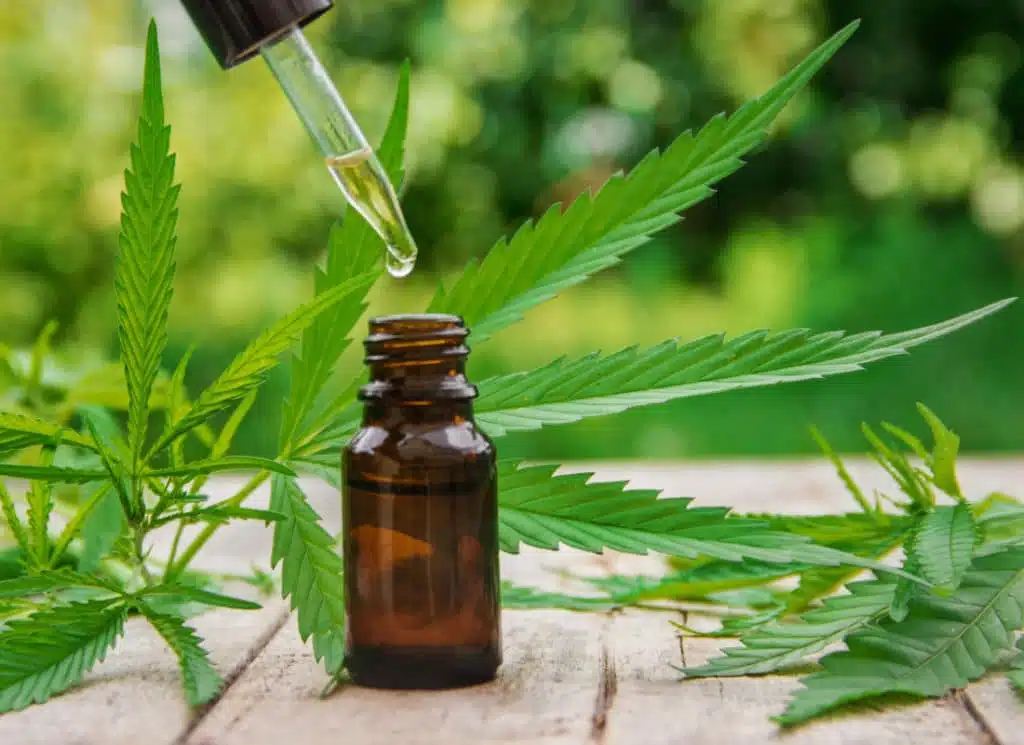 Cannabis tincture in a vial.